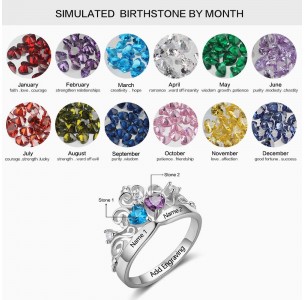 Birthstone Ring, Sterling Silver Personalized Engravable Ring JEWJORI102878